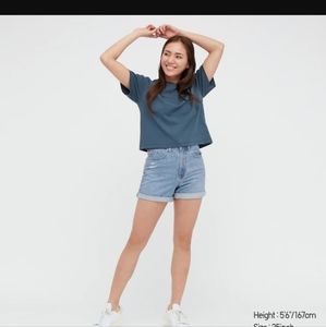 High Rise mom jean shorts